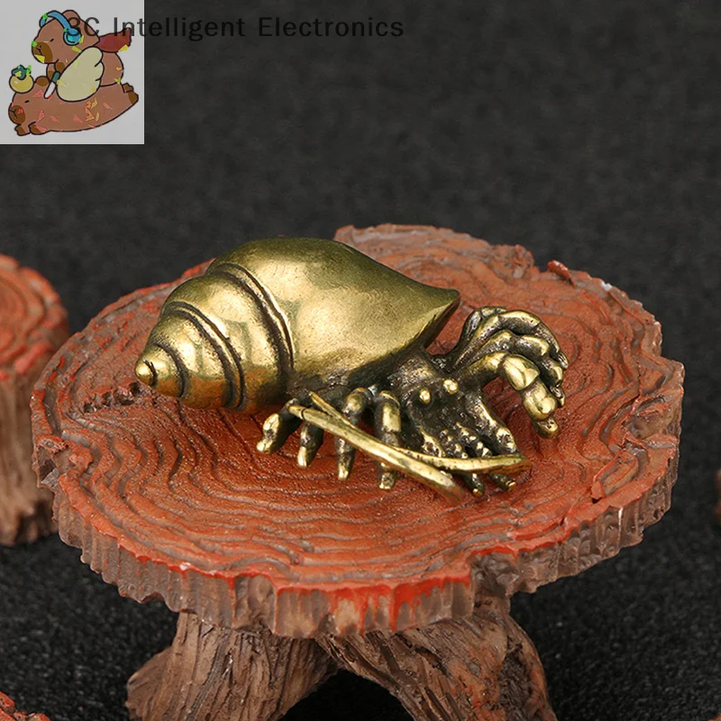 【K】 Figurines de crabe ermite en laiton vintage, statues d'animaux marins pour la décoration de la maison et du bureau