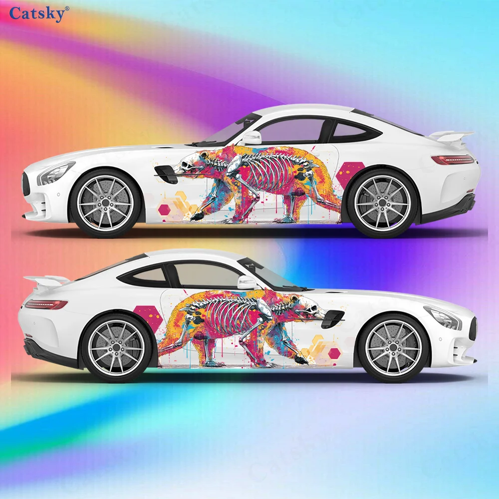 

Цветной шестигранный медведь, автомобильные виниловые наклейки, самоклеящаяся наклейка из ПВХ, подходит для грузовиков, внедорожников, украшения, автоаксессуары