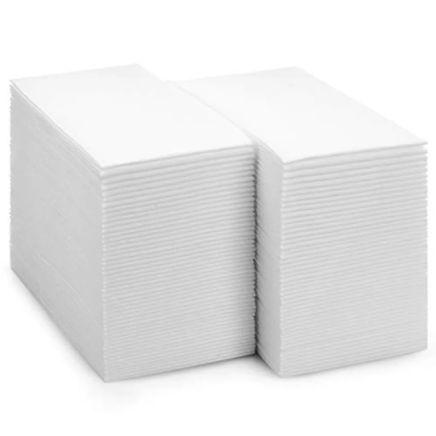 

Disposable Bathroom Paper Napkins 300-Pack 8" x 17" Single-Use Linen-Feel Guest Towels Made In USA Cloth-Like Hand Tissue Paper