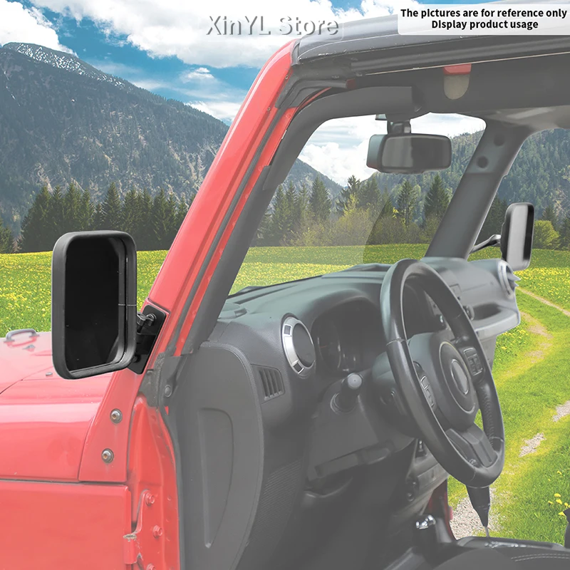 

Fit Jeep Wrangler YJ/TJ/JK rearview Mirror Modification Single Column Reversing Mirror Quick Release Black Square Accessories