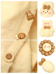 Lovely Cute Bear Buttons for Clothing Girl Shank Resin Button Diy Hairpin Craft Decoration Accessories Rabbit Flower Carrot 6pcs