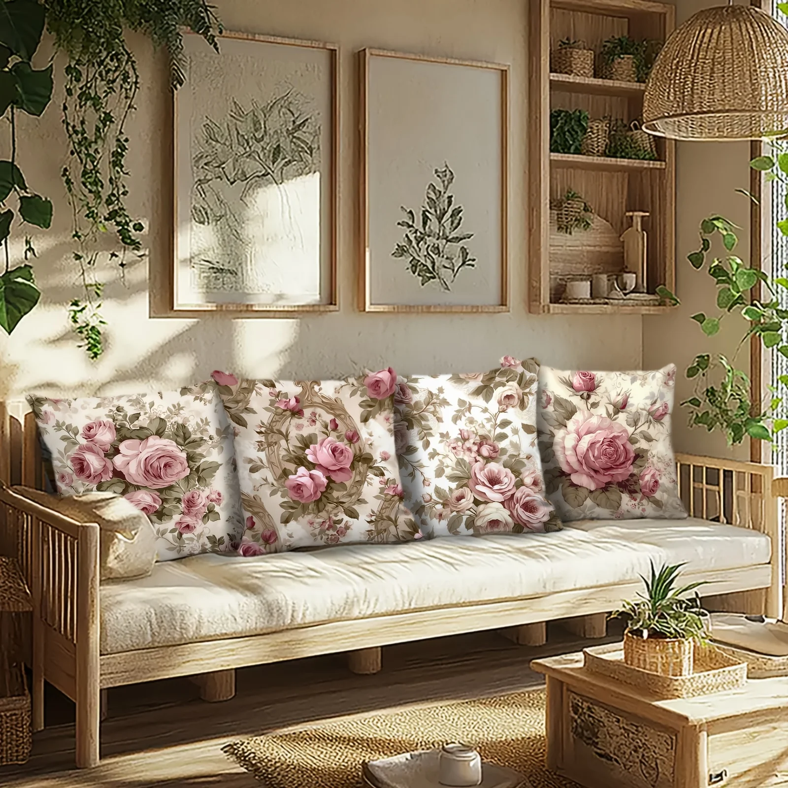 ปลอกหมอนลายดอกไม้แบบดั้งเดิม 4 - Outdoor Furniture Green บทวิจารณ์และราคา