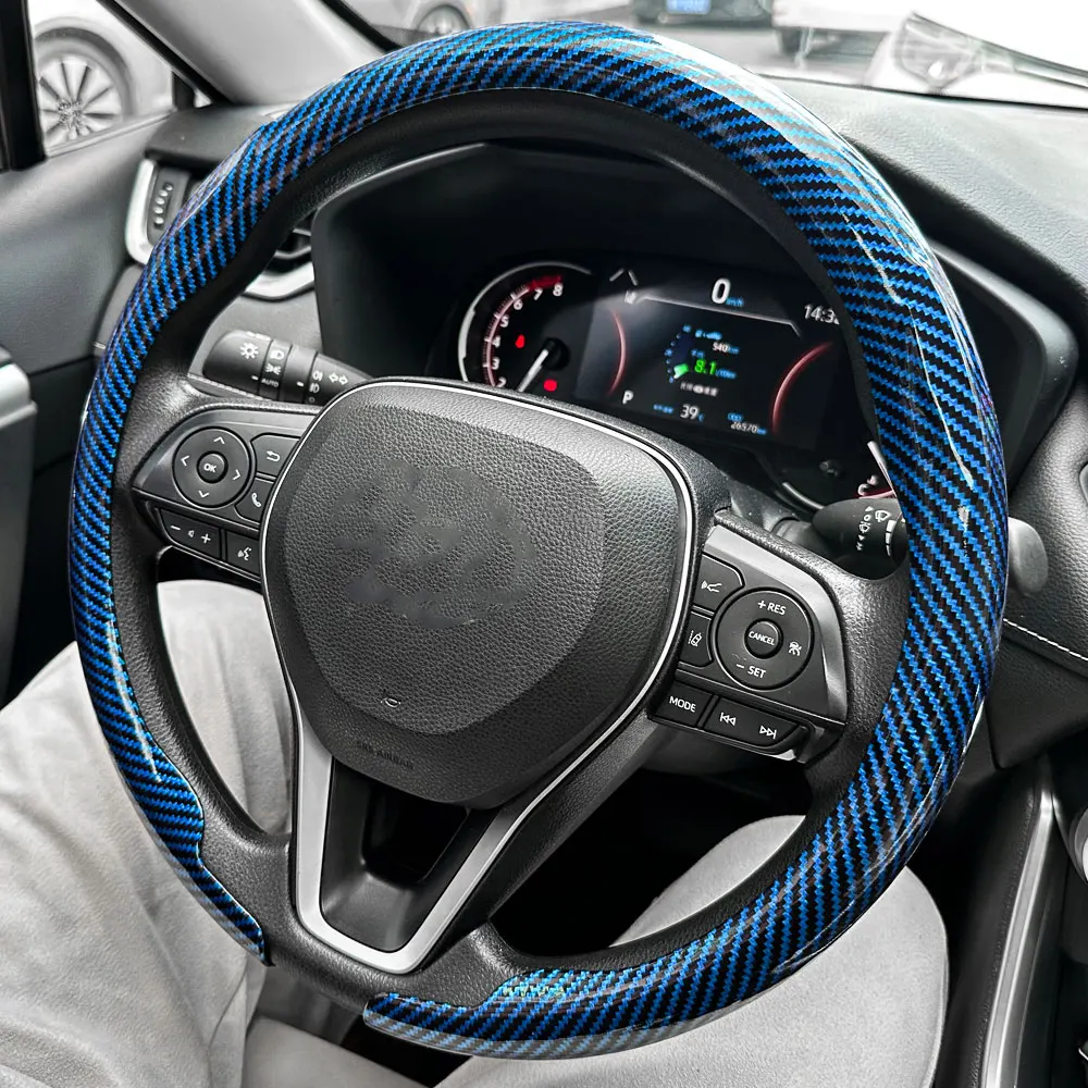 2025 Neuer Universeller Rutschfester Luxuriöser Kohlefaser-Lenkradbezug mit Atmungsaktivität, Runder Lenkradschutz, Auto-Zubehör