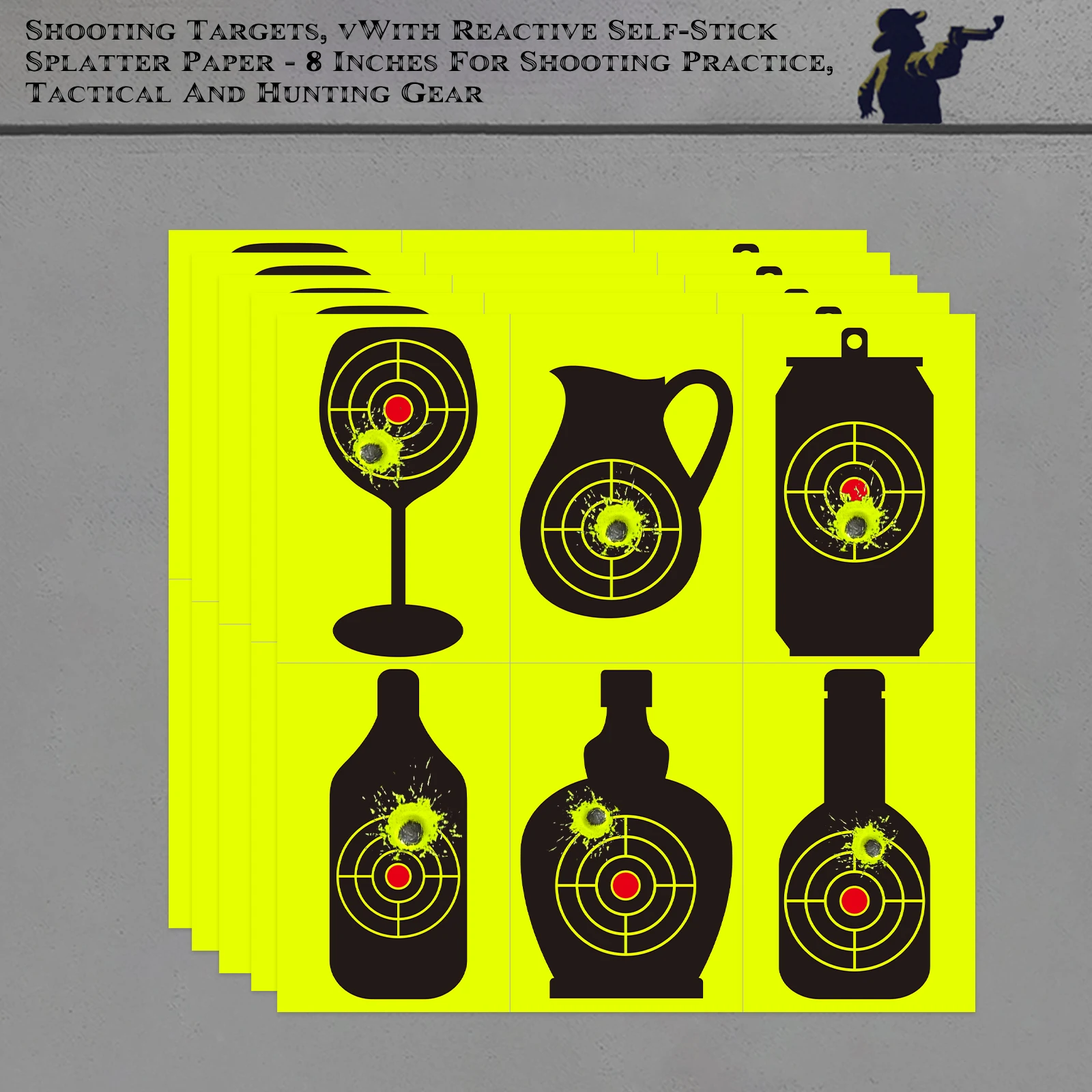 

10 шт. 8-дюймовый узор бутылки «Самоклеящаяся пуля с отверстиями для стрельбы по мишеням, бумага для тренировки прицеливания, брызгочная мишень, тренировочные принадлежности, флуоресцентная цветная этикетка, привлекательная наклейка для стрельбы по мишеня