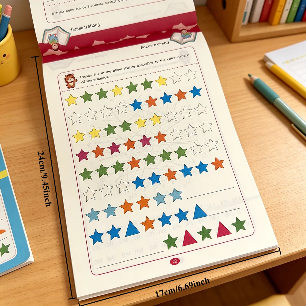 32 Pages Mixed Puzzle Games Workbook Kids Visual Attention Training Look and Find Brain Concentration Exercise Book