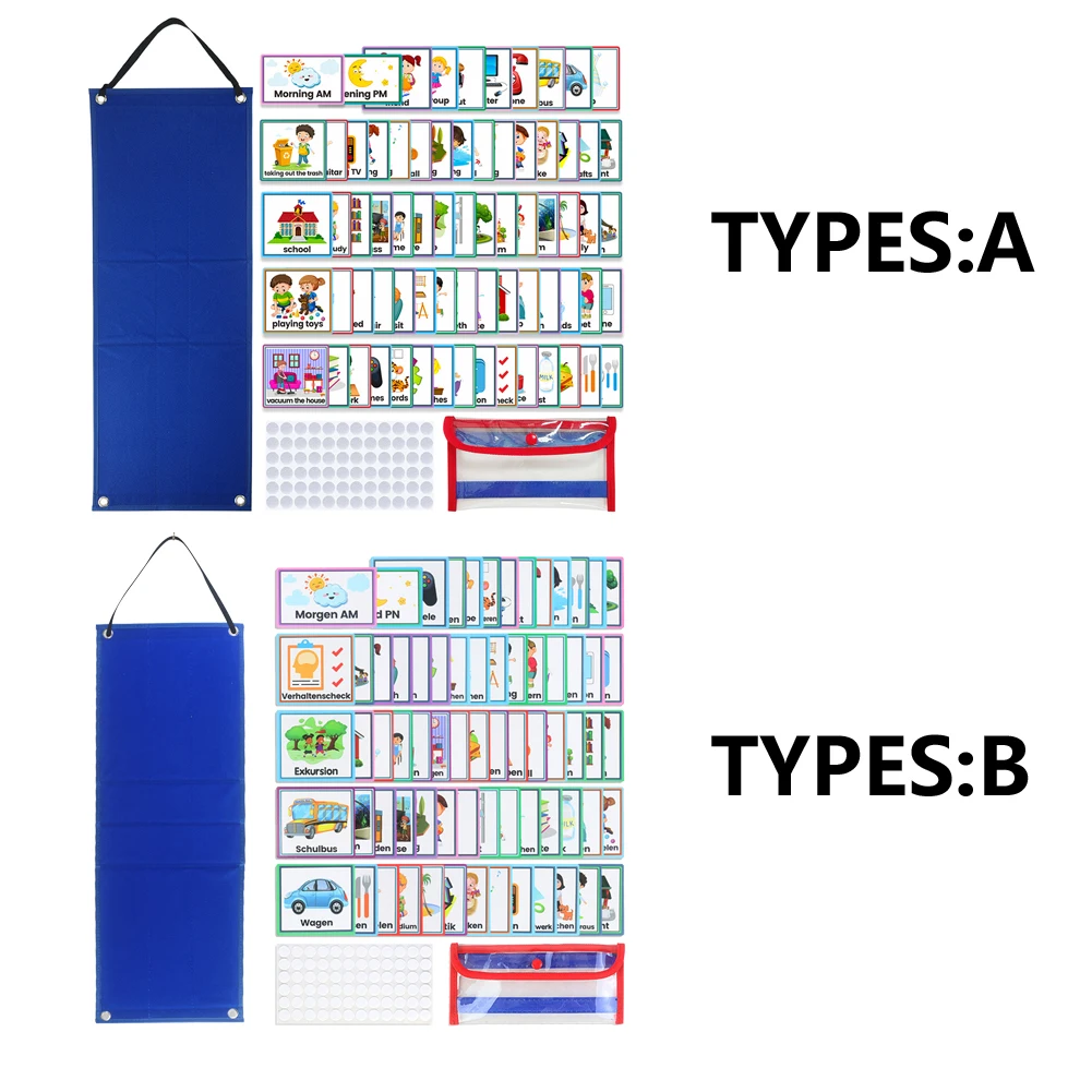 Agenda Visual preescolar para niños, tarjetas de actividades, calendario colgante de pared, tarjeta de imagen diaria para el hogar y la escuela, 224 unids/set