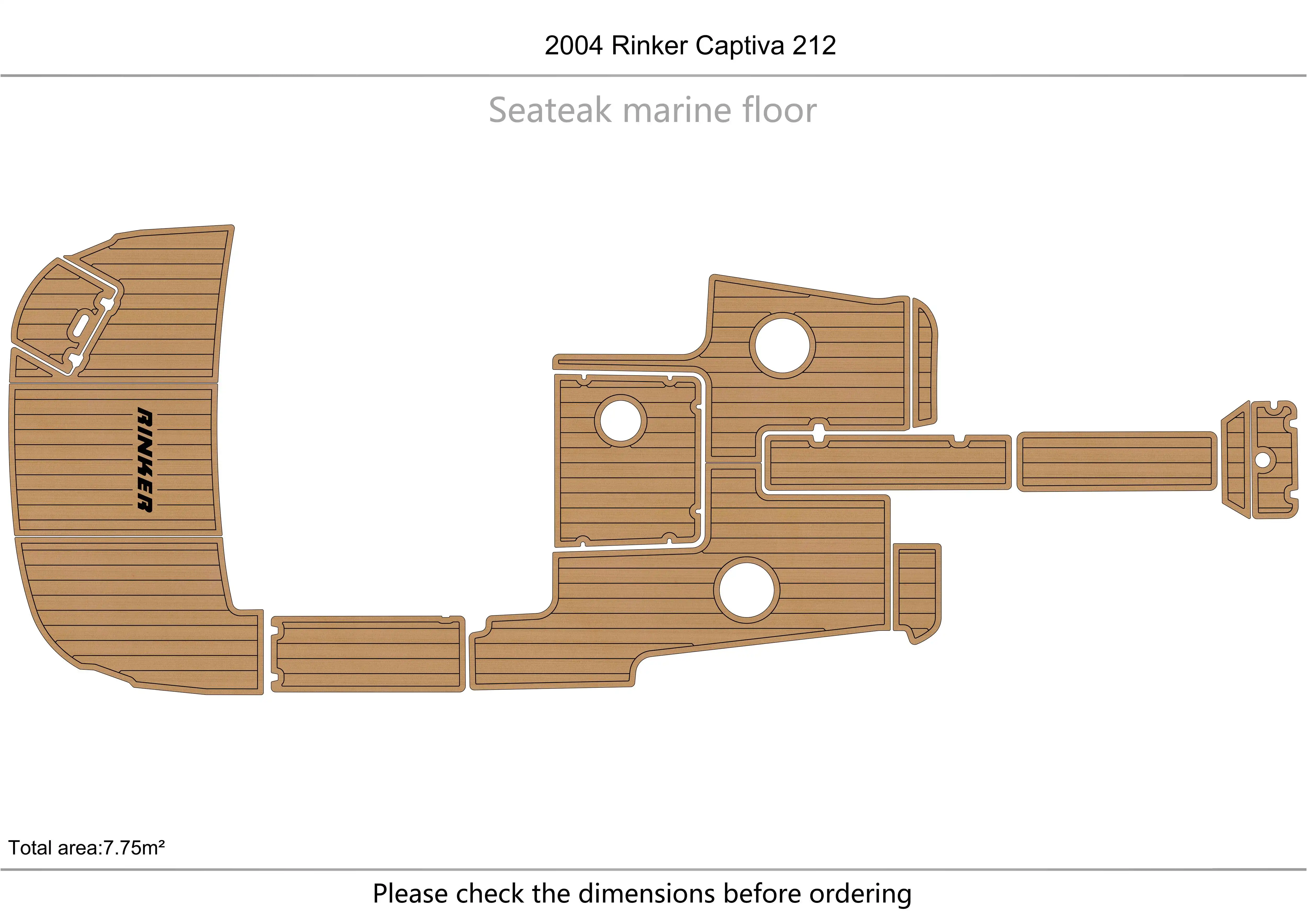 

2004 Rinker Captiva 212 Cockpit swimming platform 1/4" 6mm EVA fAUX TEAK Water Ski Yacht Fishing Boat Non-slip mat floor