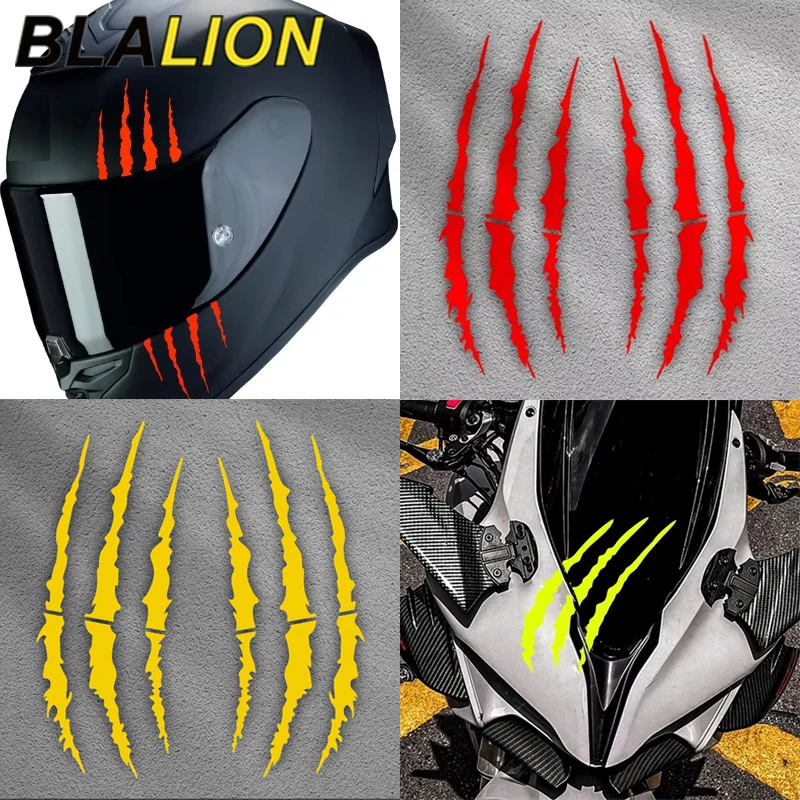 BLALION 2PCS Motorcycle Monster Claw Scratch Sticker Motocross Refit Creative Headlight Helmet Body Waterproof Decoration Decals