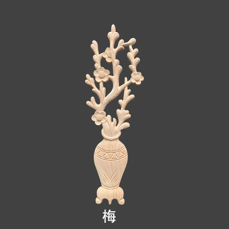 1pc Chinese Solid Wood Carving Plum, Orchid, Bamboo, Chrysanthemum Plant Door Decal Home Wall Decoration Living Room Home Decor