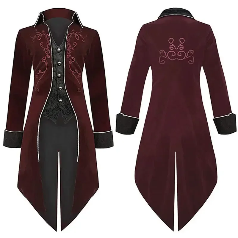 

NEW2022 Europe and the United States new Halloween tuxedo medieval retro clothing long punk men coat