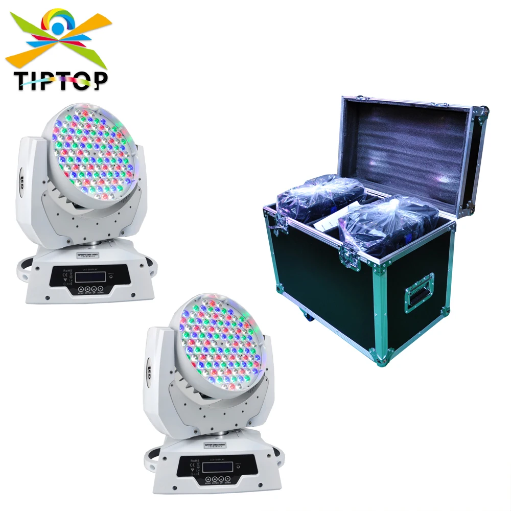 

Flight Case 2in1 + 108 LED Moving Head Wash Light 3W RGBW Single Color Flashing Disco Strobe for Professional DJ Dance Show