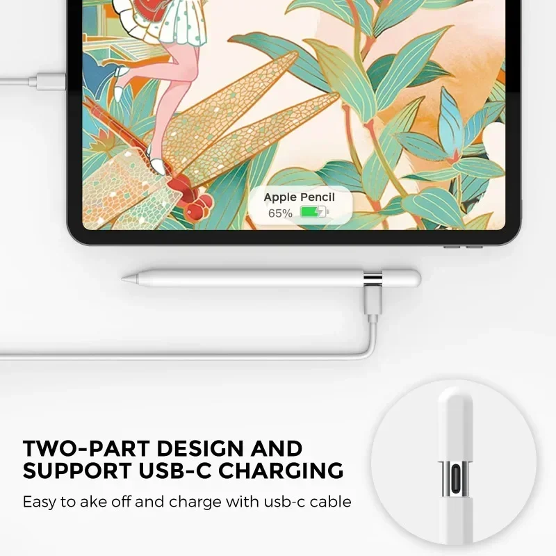 เคสสำหรับดินสอ Apple 3 USB-C เคสป้องกันรุ่น3rd ปากกาสีตัดกันซิลิโคนบางเฉียบ