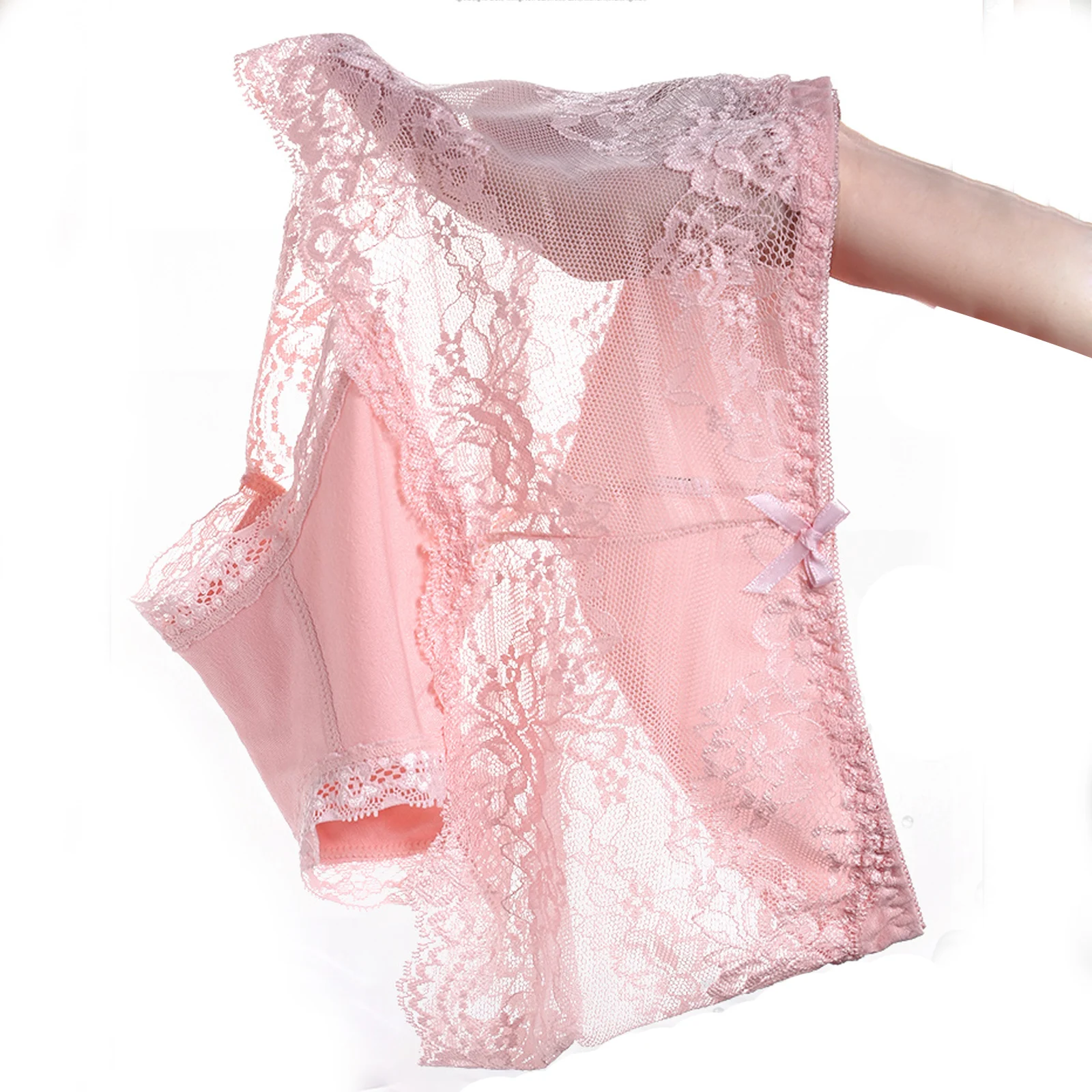 Lace Panties Women\'s Underwear Sexy Transparent Soft Briefs Pure Cotton Cloth Skin Friendly Middle Waist Female Lingerie