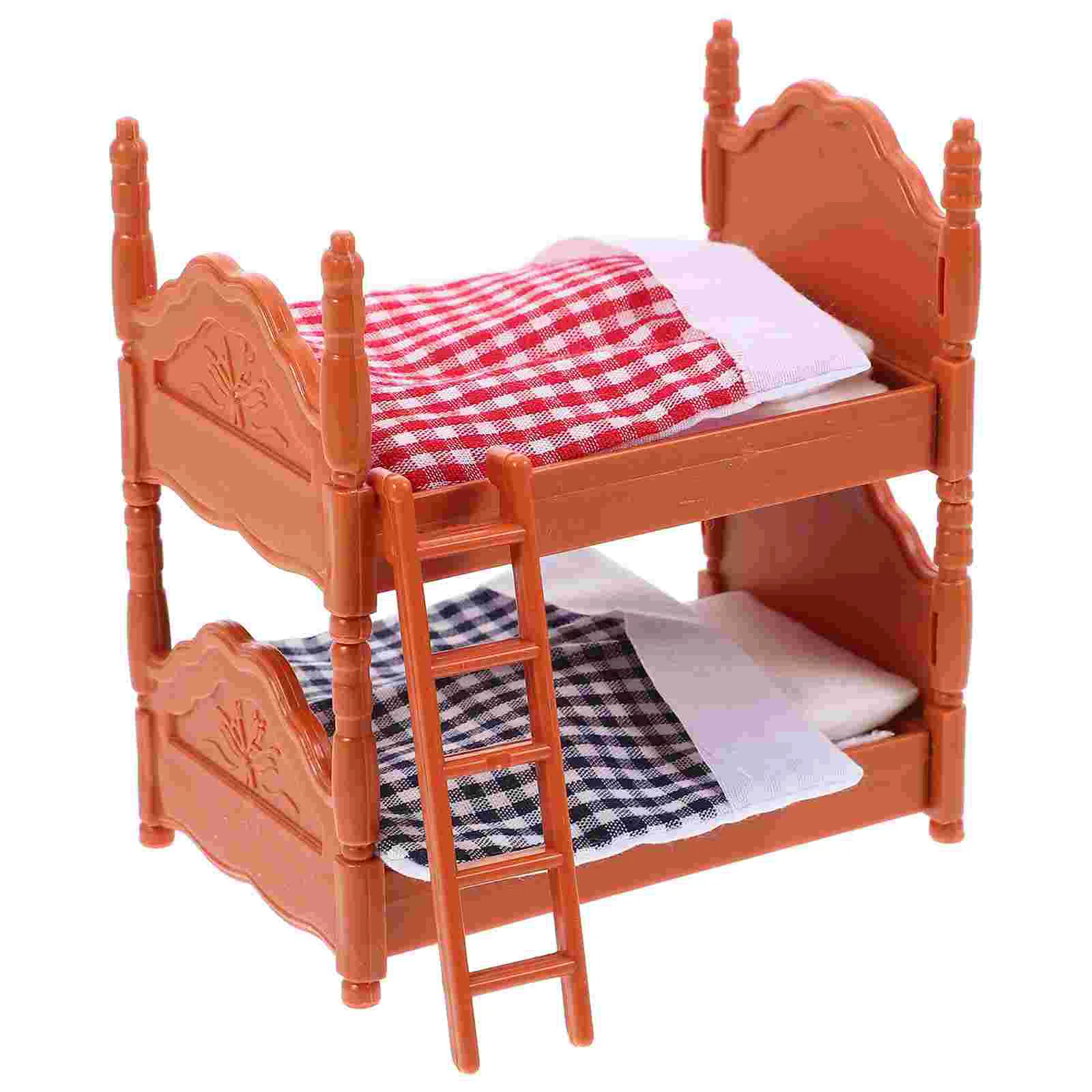 Simulação de cama gêmeo mini camas de casal casa beliche brinquedo quarto móveis