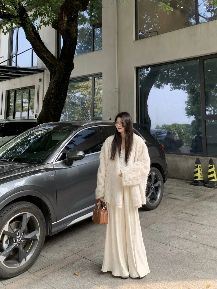 

Экологичный зимний модный топ-накидка из искусственного меха под камень «Туманное облако» для женщин от Wanlu Home