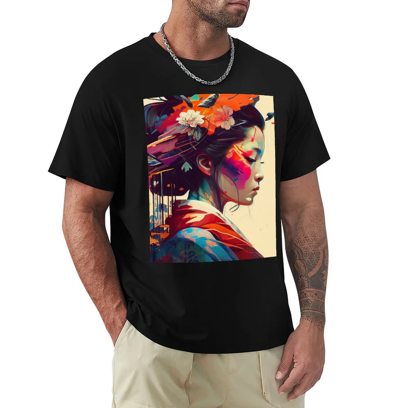 Samurai, Geisha, Yakuza, traditional Japanese paintings T-Shirt anime vintage graphic tee tops t shirts for men