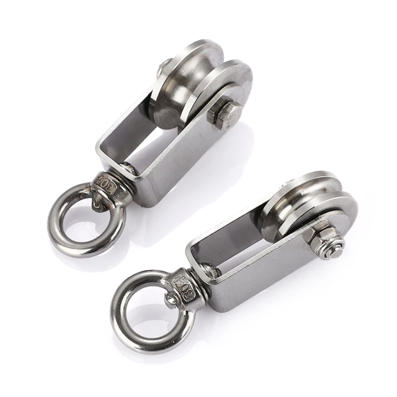 4pieces Reliable Steel Wire Rope Pulley UType Swivels Pulley for Logistics Storage Needs Secure and Stable Lifting