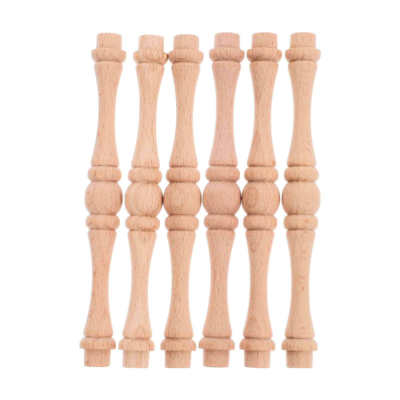 

6pcs Solid Unfinished Decorative Baluster For Staircase Railing Furniture Craft Indoor Deck Railings Wood Spindles For Table
