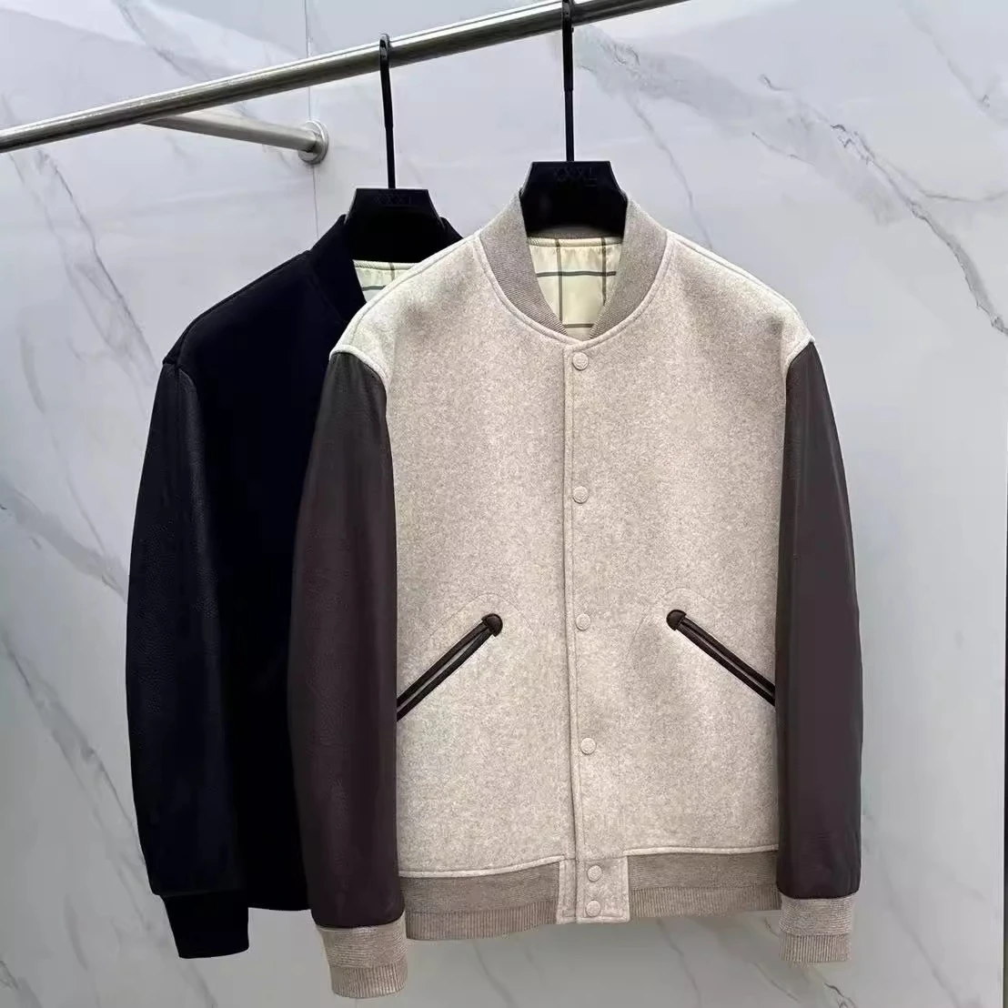 

LP 25aw Бейсбольная куртка из итальянской овчины с вышивкой