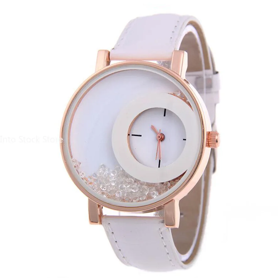 Broken Diamond Large Dial Student Watch Casual Fashion Versatile Women's Quartz Belt Watch