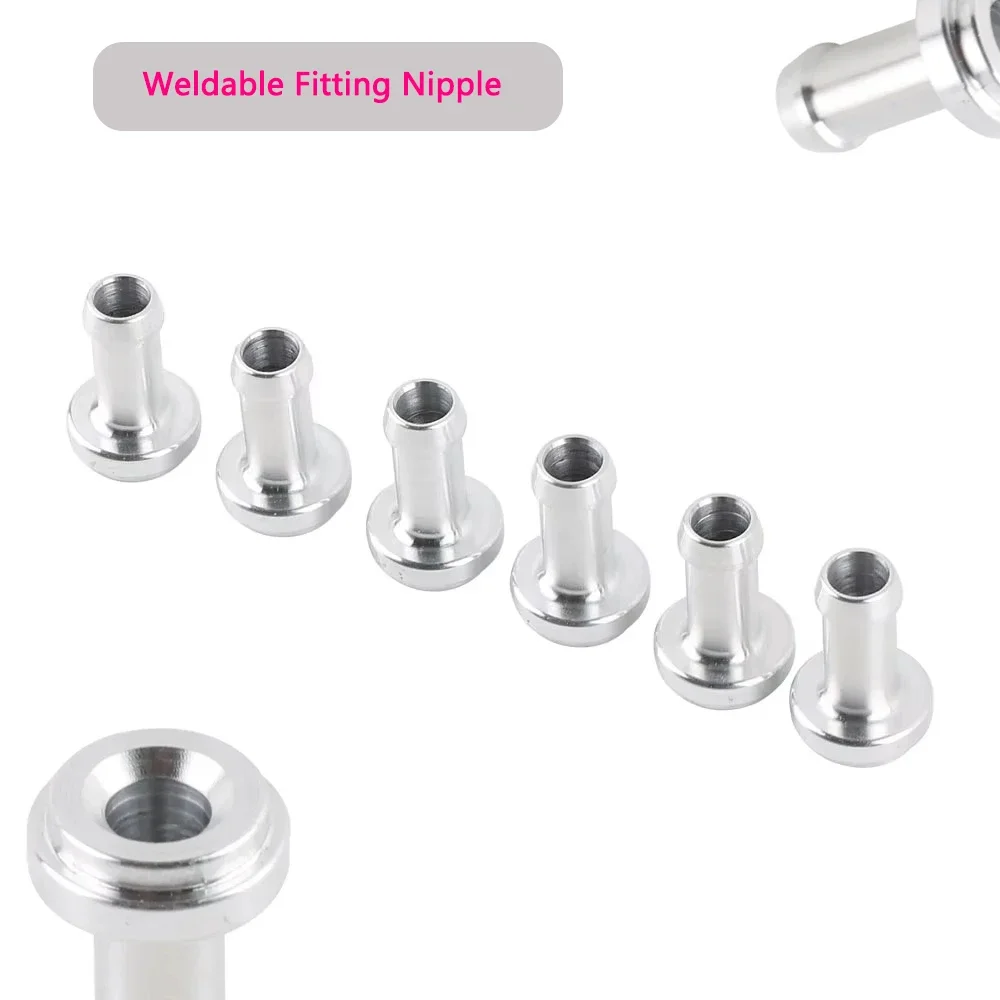 6PCS  Aluminium AN Weld On Hose Barb Tail Nipple ON Bung  3/8inch 0.375inch Weldable Fitting Adaptor  Automotive parts