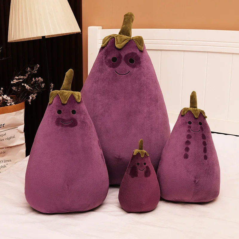 Cute Eggplant Plush Toy Multi Functional Pillow with Soft Springs on All Sides Table Decoration Children's Activity Gift