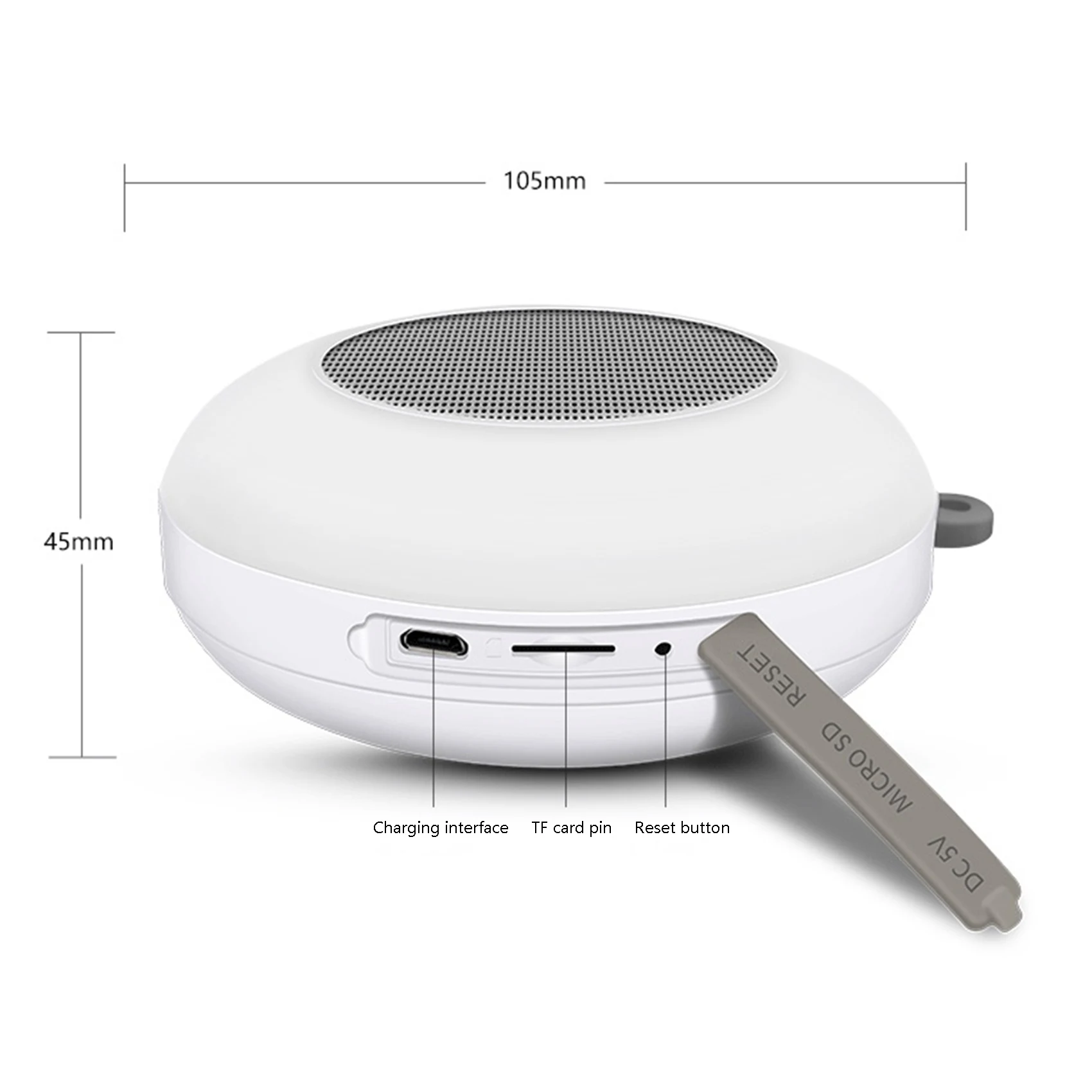 Wireless Bluetooth Speaker Portable Shower Speaker with Night Light Stereo Color Changing Support TF Card(A)