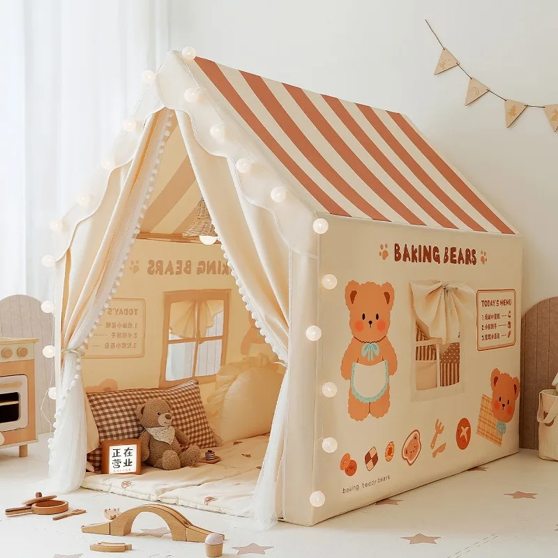 Tienda grande para niños, tienda de juguete para interiores para niños y niñas, tienda de juegos para niños, cortina de doble puerta, tiendas de juego transpirables de seguridad