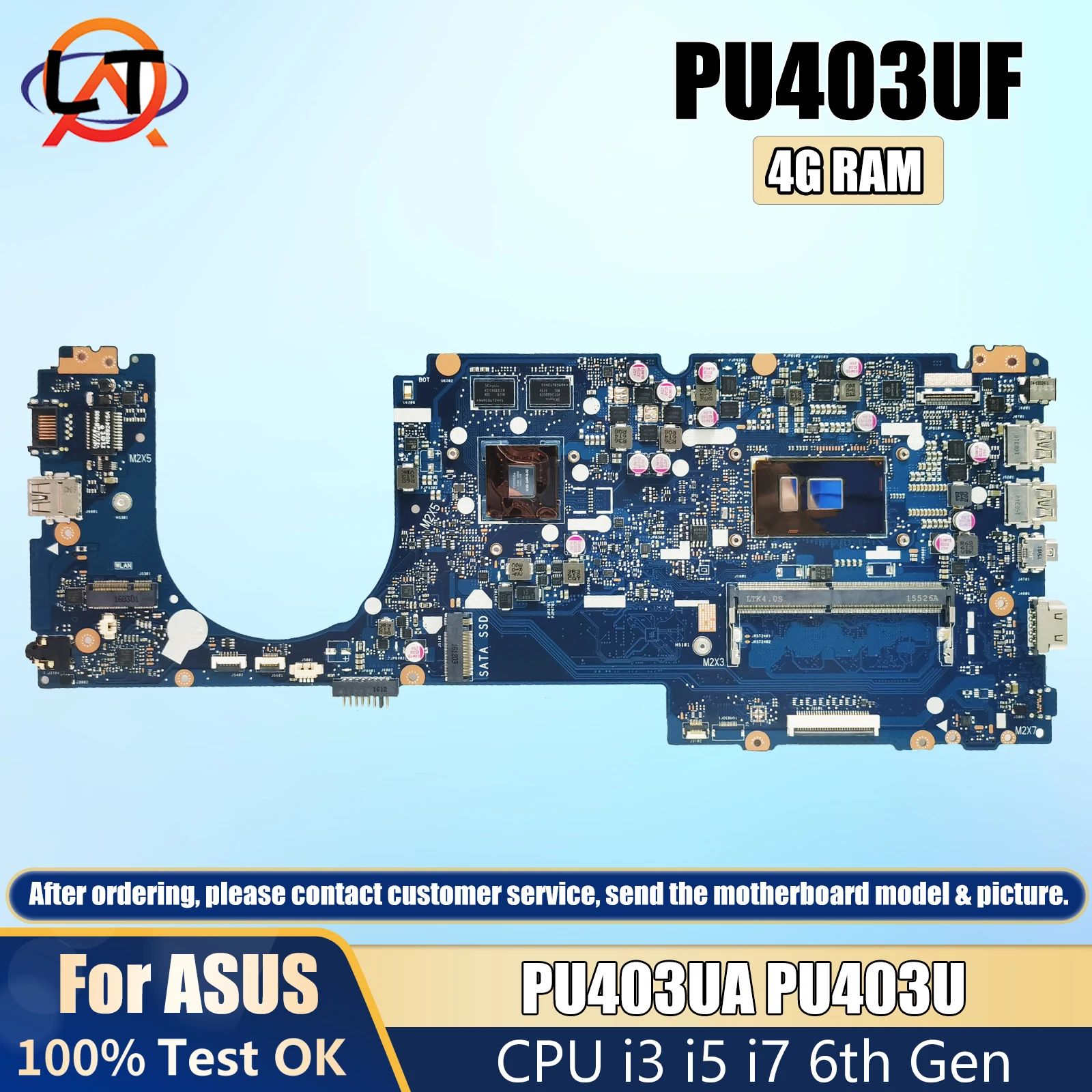 

PU403UF Mainboard For ASUS PRO ESSENTIAL PU403U Laptop Motherboard I3 I5 I7 6th Gen CPU 930MX 4GB RAM V2G DDR4