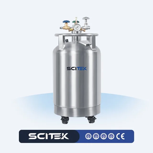 Self-Pressurized Stainless Steel Laboratory Cylinder Liquid Nitrogen Filling Tank LNC-50BF Series for Refrigeration