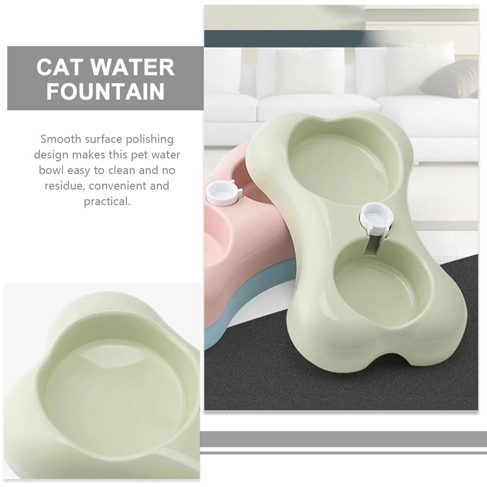 

Multi functional Pet Bowls Double Cats Green PP Safe Easy Clean Feeding Water Bowl Set Stable Bottom Non slip