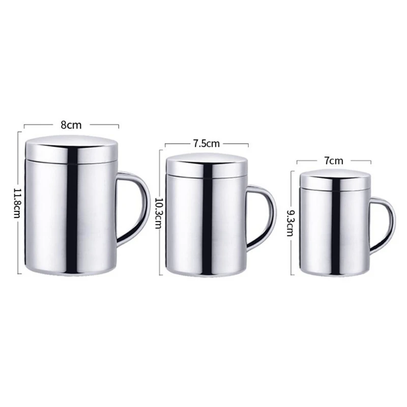 Double Wall Stainless Steel Coffee Mug with lid Portable Cup Travel Tumbler Jug Milk Tea Cups Office Water Mugs