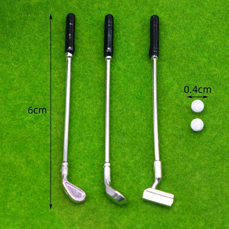 Conjunto de Móveis em Miniatura para Casa de Bonecas 1:12, Conjunto de Clubes de Golfe de Metal, Brinquedos de Faz de Conta, Acessórios de Decoração para Casa de Bonecas