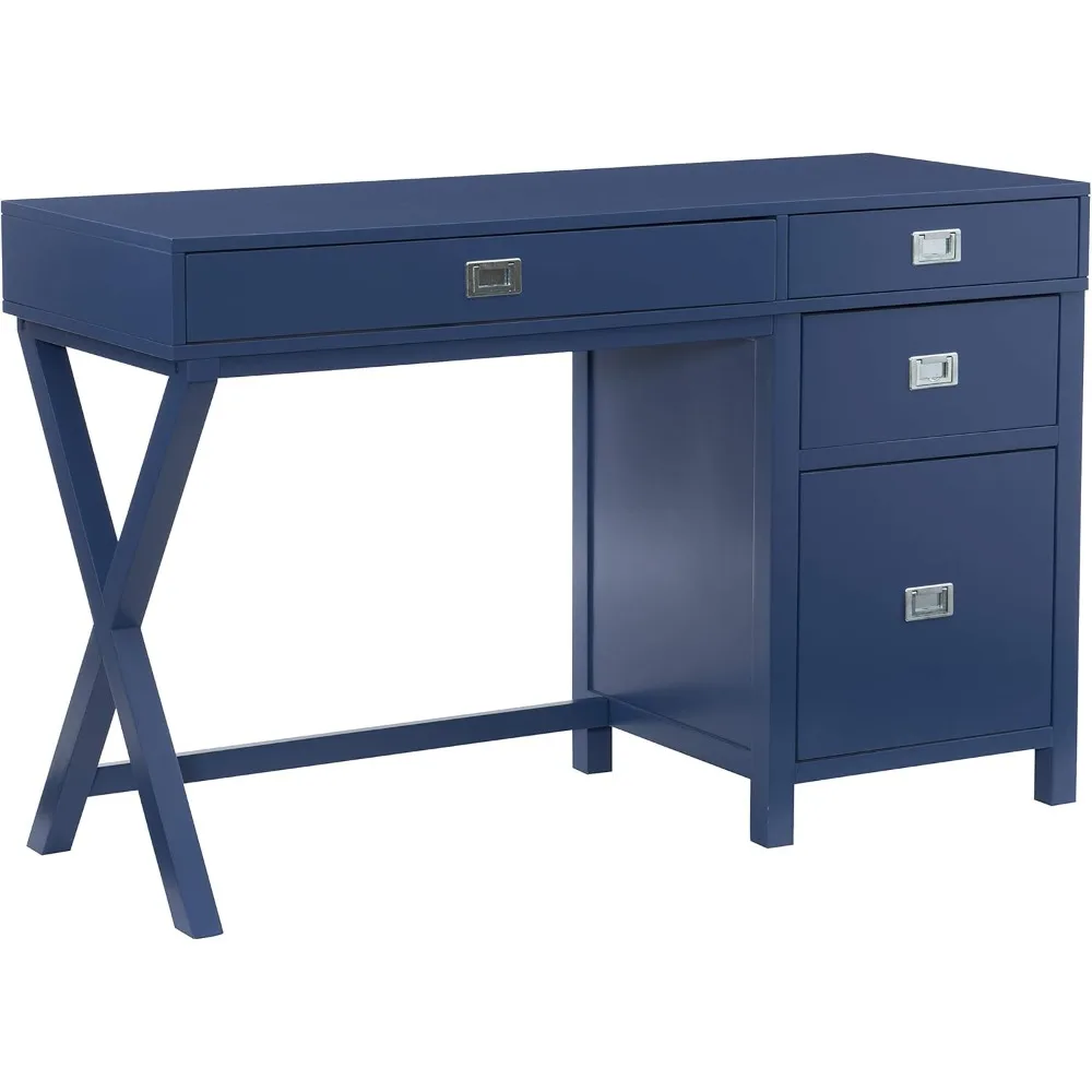 Navy Blue Modern Classic Side Storage Desk