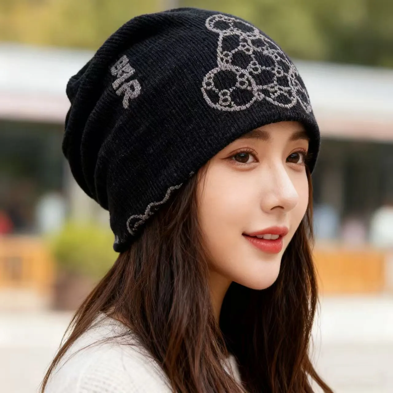 

Trendy Retro Bear Stacked Hat - Women's Spring Autumn Cute Versatile Thin Face Slimming Baotou Pullover Cold Cap