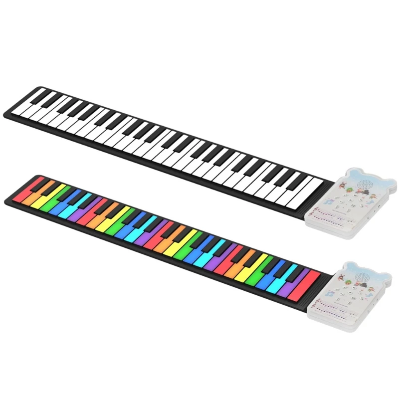 

11UE Foldable Hand Roll Out Piano, Educational Soft Keyboard Roll Up Piano, 49 Key Multifunctional Electronic Piano Keyboard