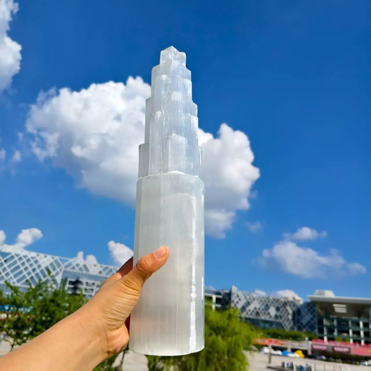 كبير! برج مسلة الجبس المغربي الطبيعي، عصا كريستال كوارتز، برج الجبس، المعدنية، الريكي، برج الشفاء #4