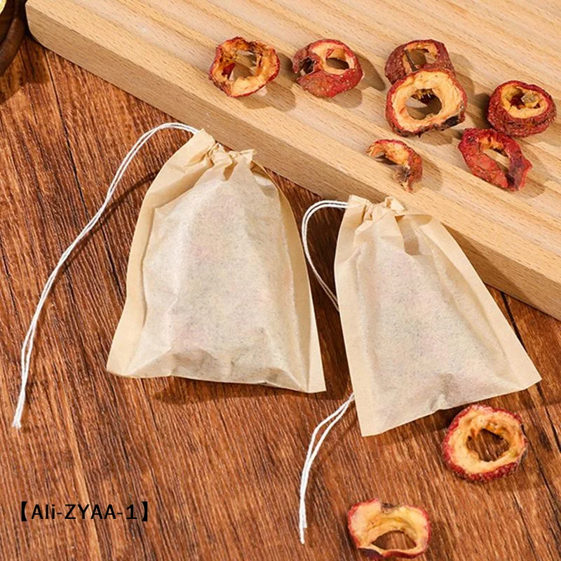 【A】100Pcs Natural Filter Paper Tea Bags Set, Empty Drawstring Wood Pulp Teabags, Household Infuser Sachets for Spice Coffee Herb