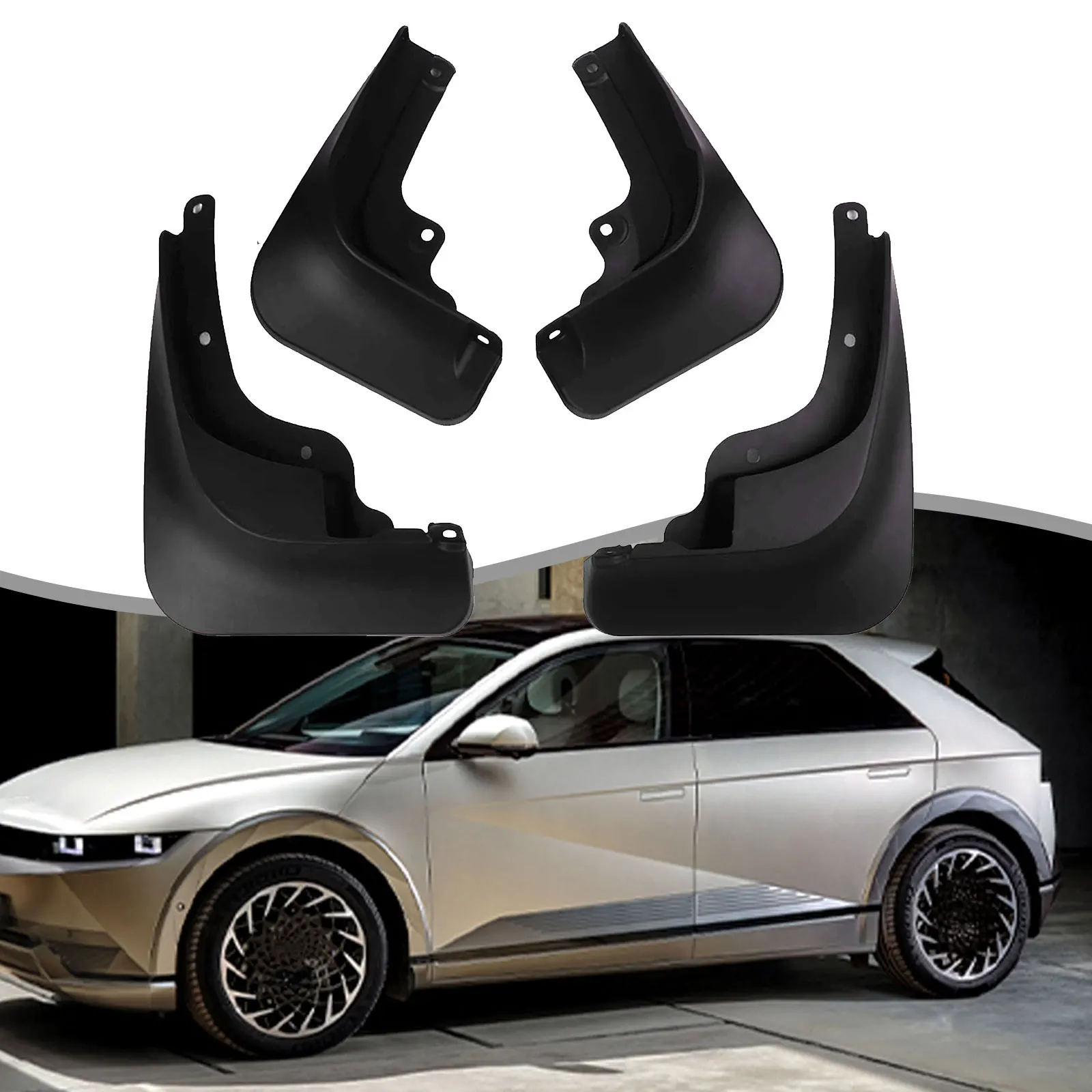 

Vehicle Protection Mudflaps Ioniq 5 Car Mudguard Rear Black Practical Reliability Wear-resistant Material ABS Construction