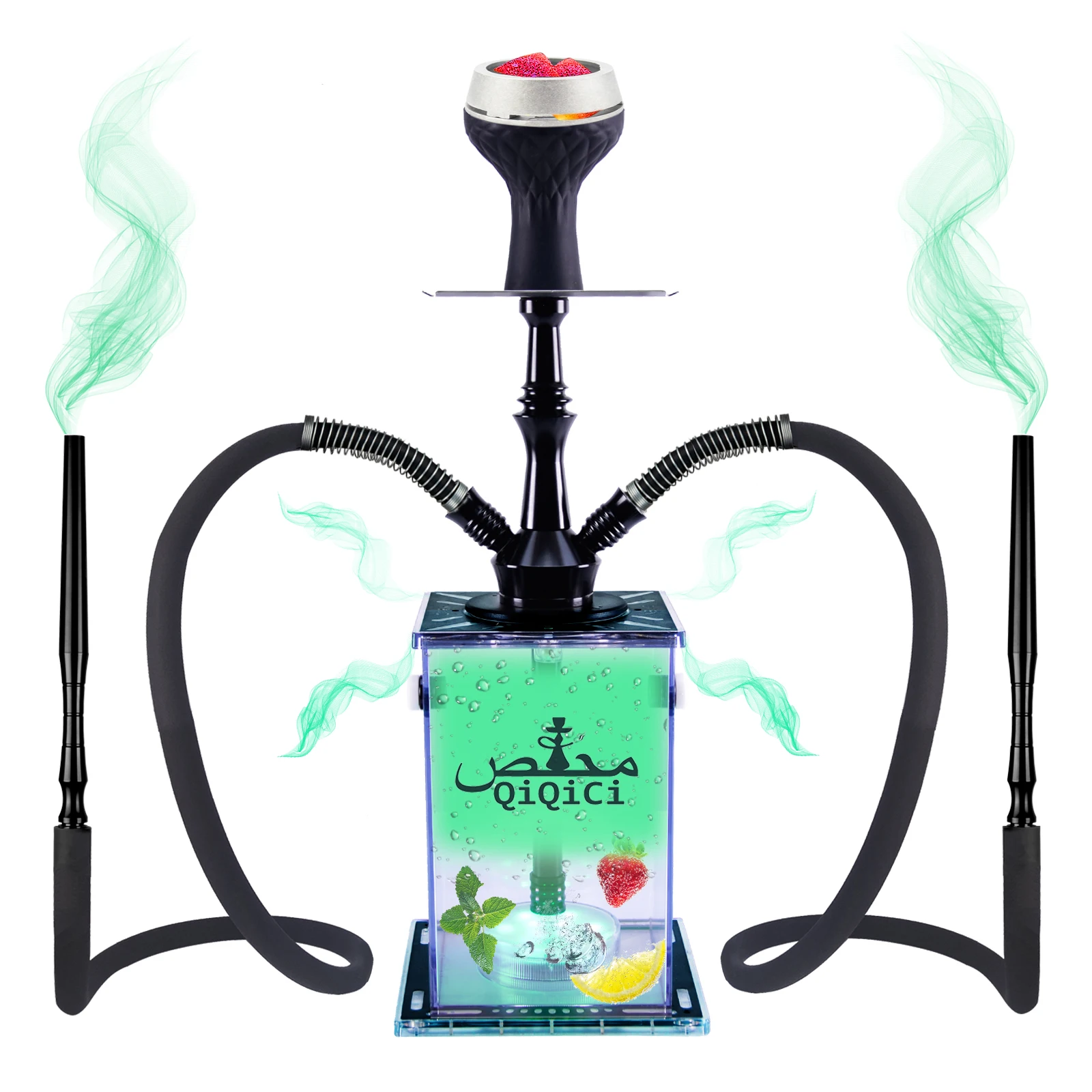 Hookah Set 2 Hose Hookahs Premium Pilot Hookah With Complete Hookah Accessories【QiQiCi Explore Style】