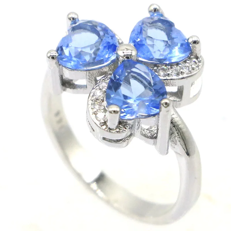 Buy 5 Get 1 Free 15x15mm Gorgeous Multi Color Violet Tanzanite Pink Morganite Women Silver Rings