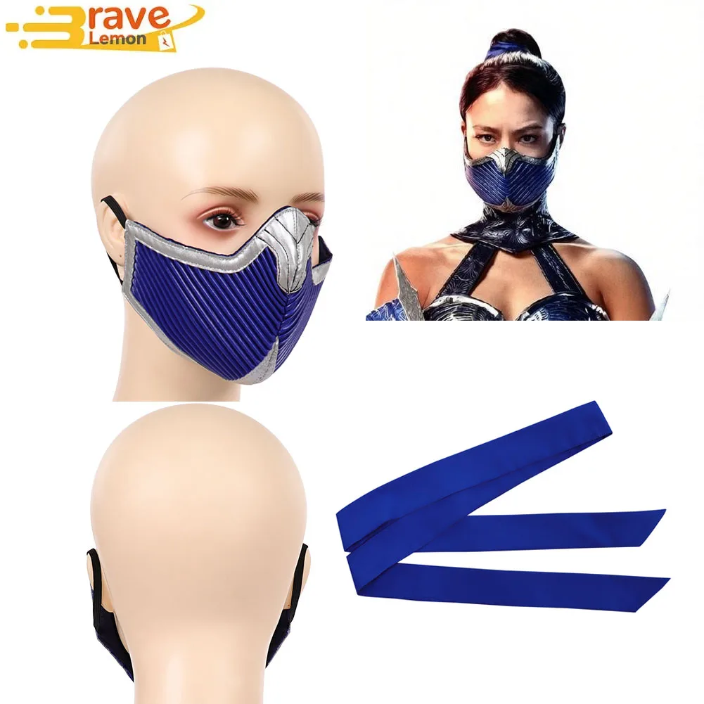 Máscara de Cosplay Kitana, Bufanda, Accesorio de Disfraz del Juego Mortal Kombat, Diadema, Accesorios para la Cabeza, Disfraz para Mujer, Atuendo para Halloween y Carnaval