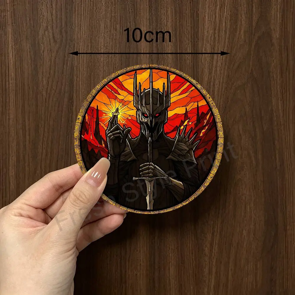L-Lords of the R-RingES-S Heat Resistant Round Wooden Coasters Non-slip Drink Cafe Decoration 2D Flat Color Print Coasters
