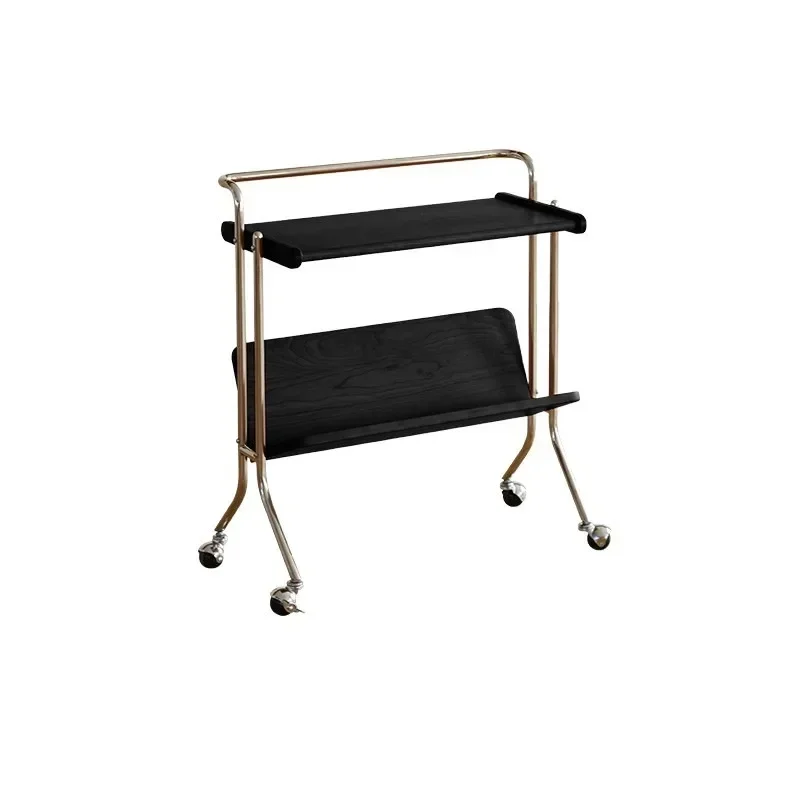 Solid wood sofa side cabinet living room home medieval trolley coffee table retro Internet celebrity removable bedside storage