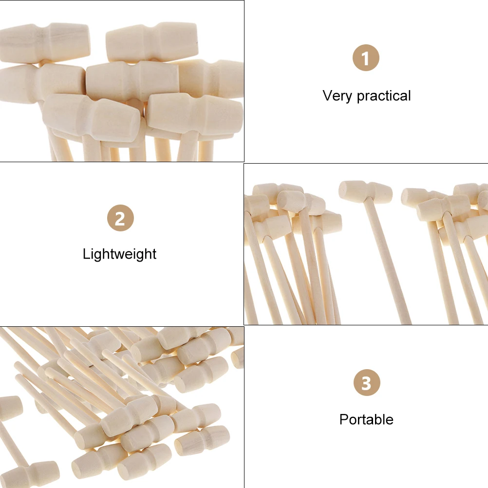 

20Pcs Wooden Small Hammers Durable Safe Baby Manipulation Activity Toddler Mallet Craft Game Prop Mini Hammer Wood Hammer