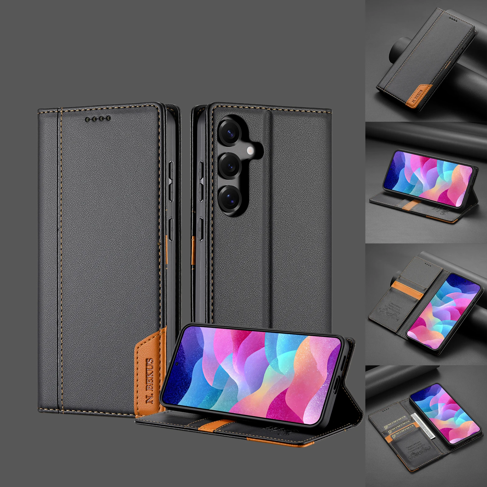 Business Leather Case For Samsung Galaxy A17 A37 A57 A16 A36 A56 A26 A07 A55 A35 A15 A54 A34 A14 A53 A33 A13 Flip Wallet Cover