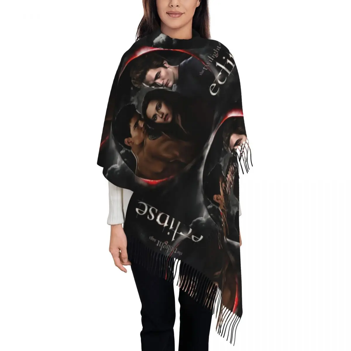 

Женский шарф с кисточкой Сумеречная сага Eclipse Movie, большая мягкая теплая шаль, кашемировый шарф Белла Эдварда, подарки