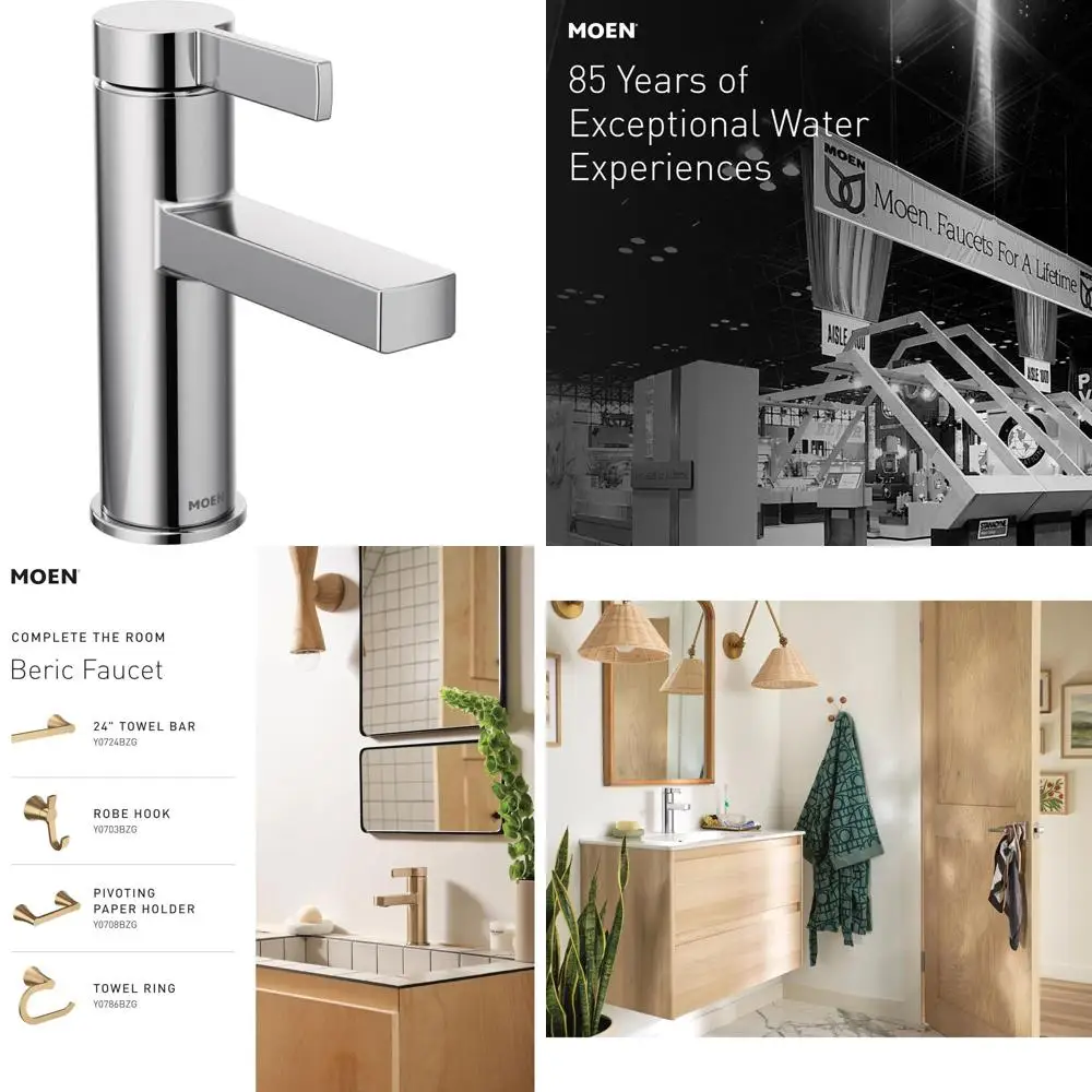 

Modern Single Hole Bathroom Faucet with Drain and Optional Deckplate for Bath Sink, Model 84774