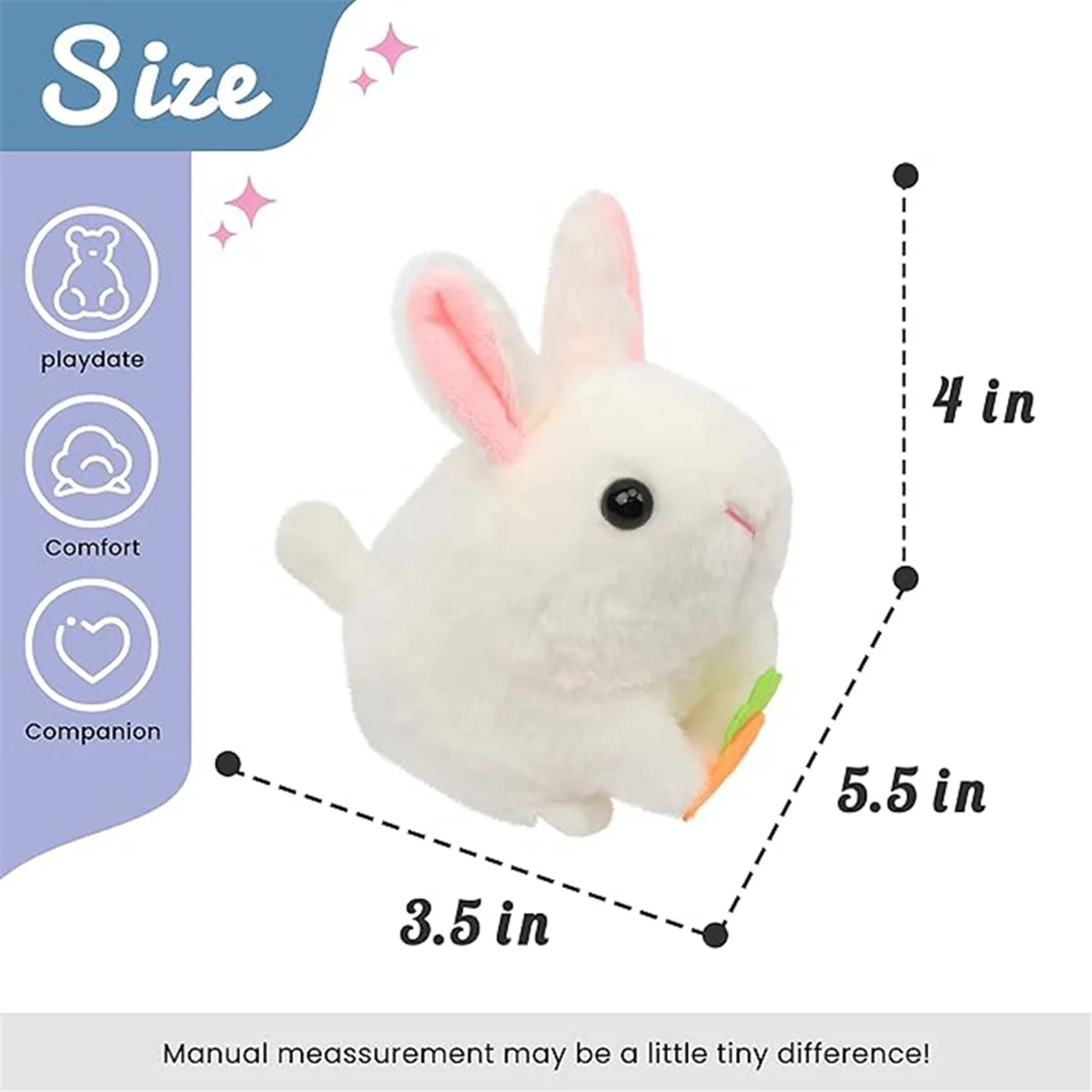 A Wagging Tail Rabbit Wind-Up Plush Toys,Clockwork ,Wagging Tail Rotating Interactive Toys Stuffed Plush Toy