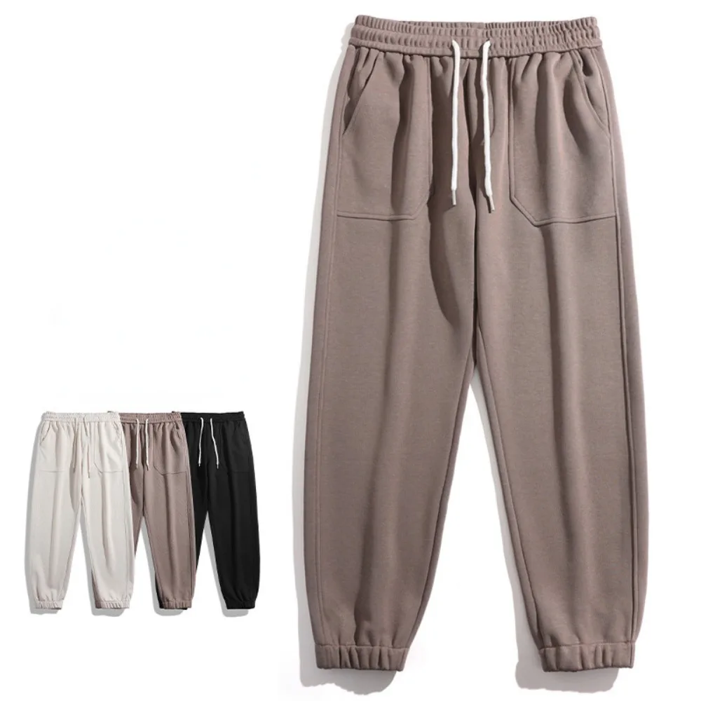 Männer Jogging Jogging hose Winter Mode Freizeit hose Kordel zug reine Farbe Marke schwarze Hose Jogger Männer Kleidung Baggy